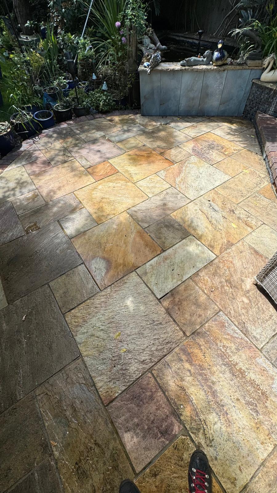 Patio after pressure washing